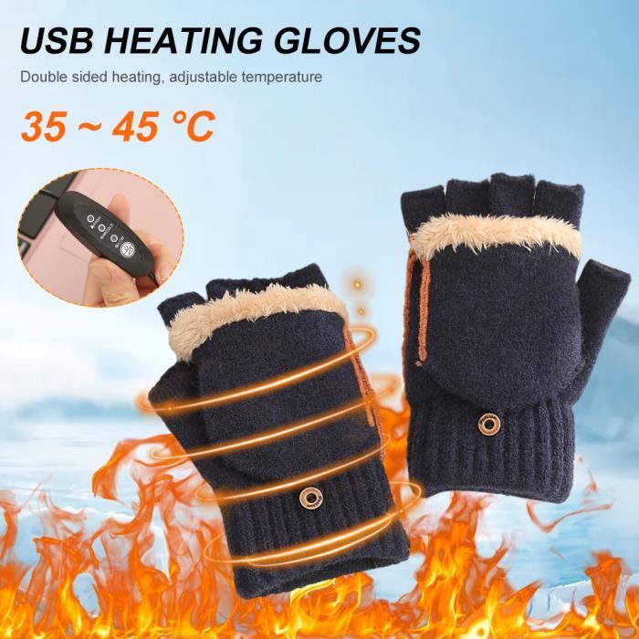 Gants Chauffants Rechargeables 5 Doigts – 3 Niveaux Température (45°C à 55°C), Batterie 2000mAh, Charge USB-C | Pour Ski, Rando, Moto, Extérieur Hiver