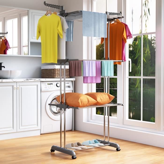 Etendoir Linge Intérieur et Extérieur, 4 Niveaux Étendoir à Linge