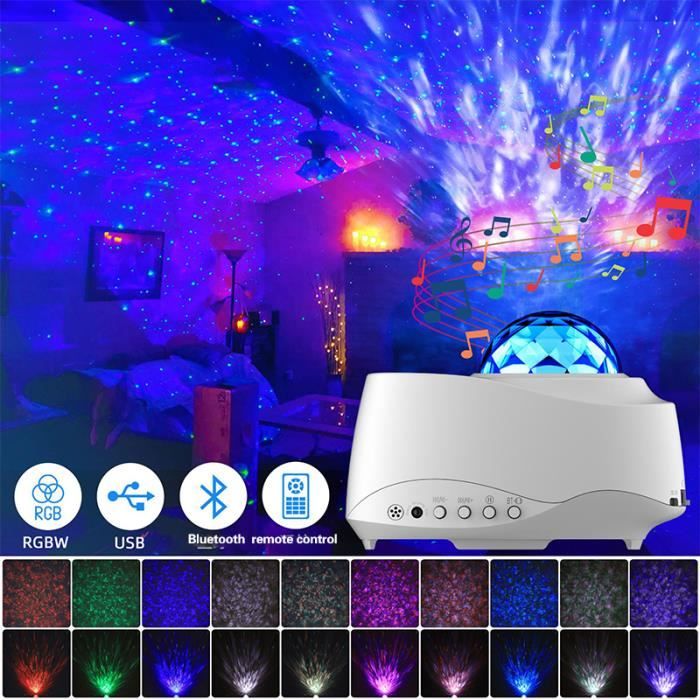 Boîte à musique USB bluetooth, lumière de projecteur de ciel étoilé,  veilleuse multicolore dynamique à LED intelligente