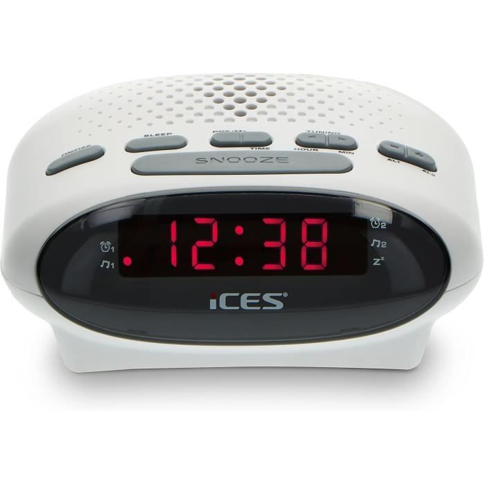 Radio-réveil ECG RB 010 Blanc - FM Avec 10 Présélections | Réveil Digital Avec Snooze | Écran LED Rétroéclairé