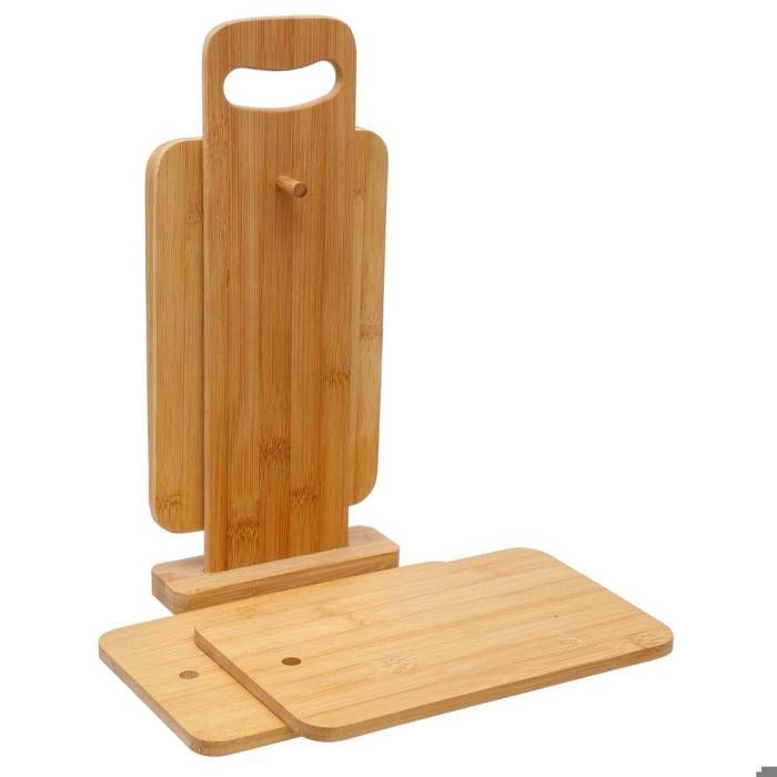 Lot de 4 planches à tapas + support en bambou