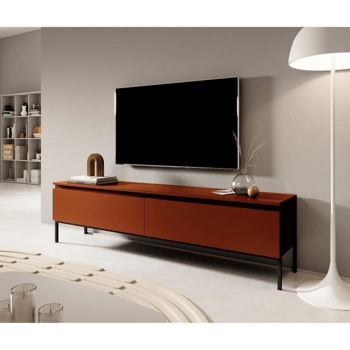 Meuble TV - SELSEY - BEMMI - 150 cm - Rouge brique - Finition mate - Style scandinave