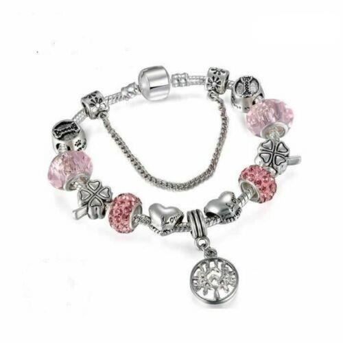 21 cm Bracelet Charm's Arbre de Vie Cristal Rose A