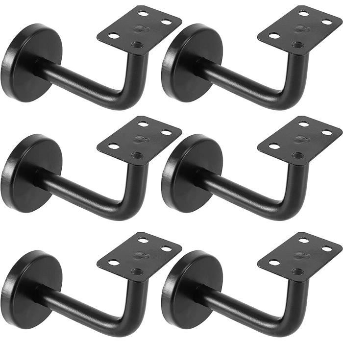 Lot De 6 Supports Muraux Pour Ballons - Basket, Foot, Volley, Métal, Noir