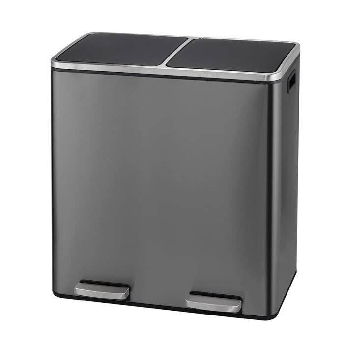 Poubelle Tri Sélectif So-Tech 13,5L - Système Ninka Eins24 - Gris Aluminium