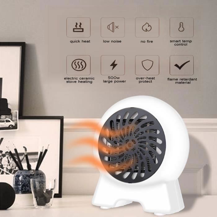 500w 220v Mini Ventilateur Chauffage Radiateur Appoint Electrique