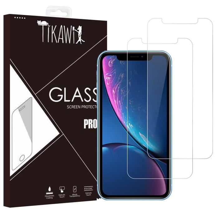 Tikawi x2 Verre trempé 9H Iphone XR Protection Ecran Haute résistance -  [Anti-traces] - Film de protection en Verre trempé x2