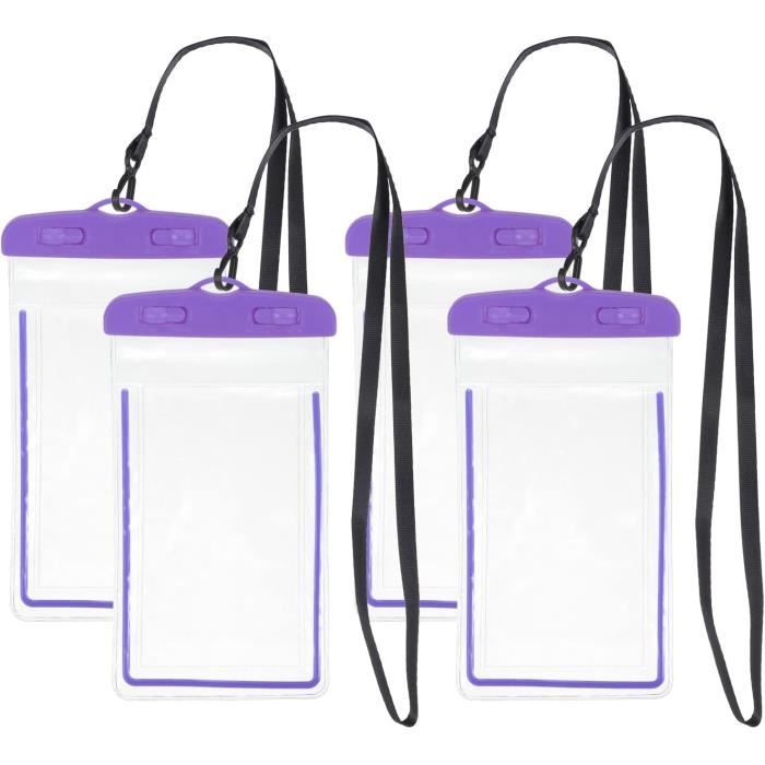 Lumineux ??tanche T?�l?�phone Pochette, 4 Paquet Clair T?�l?�phone Portable Sec Sac Protection Housse 