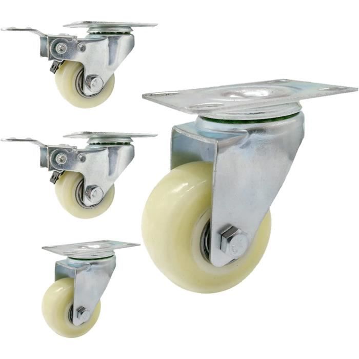 Lot De 4 Roulettes Pivotantes Pour Meubles, Roulettes En Caoutchouc