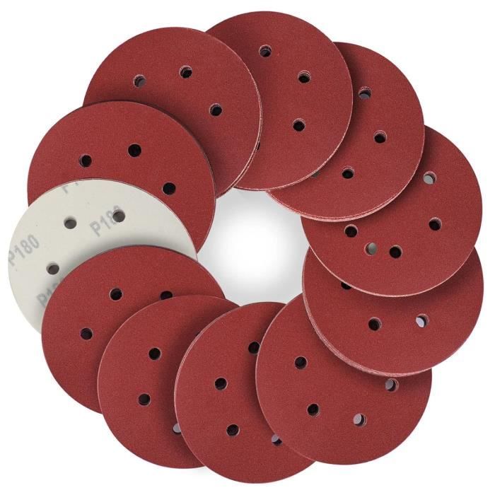 Disques Abrasifs 150mm Grain 180 - 30 Pièces - 15 Trous - Pour Ponceuses Orbitales