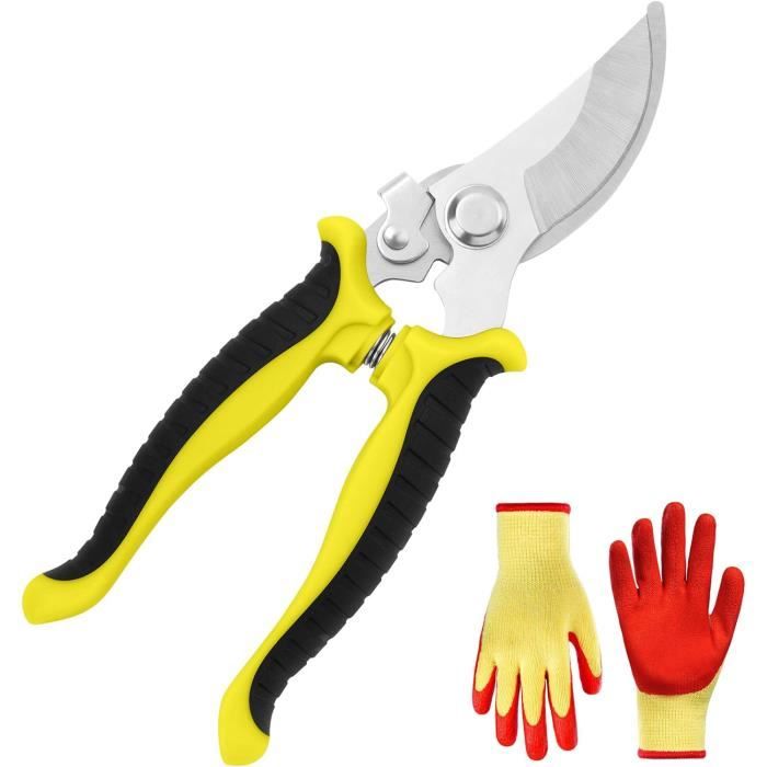 Sécateur De Jardin En Aluminium Léger - Avec Gants Et Poignée Antidérapante, Parfait Pour Taille Branches