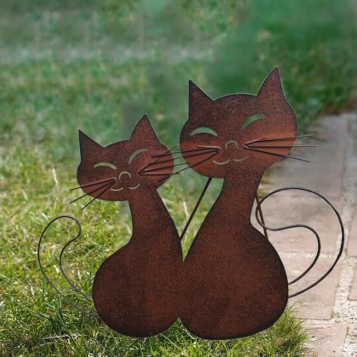 2x Rouilles Chat en Métal Déco Cadeau Imitation de Rouille Décoration pour  Jardin Cour - Cdiscount Maison