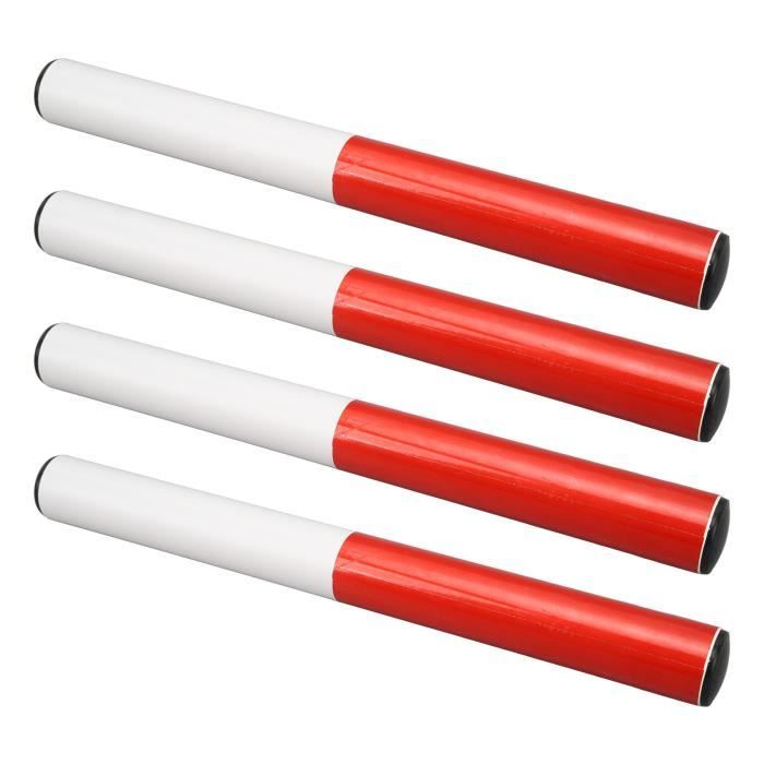 Lot De 4 Bâtons De Relais Athlétisme Enfants Rouge Et Blanc PVC – Léger Et Confortable Pour Courses