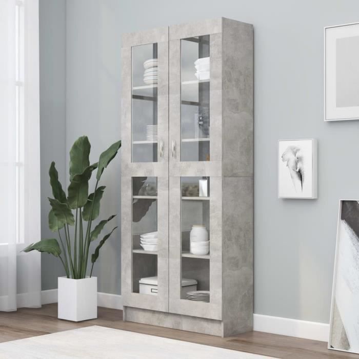 SALE 2024 Armoire à vitrine - Bibliothèque JMS - Gris béton 825x305x1855 cm Aggloméré 13529Kg