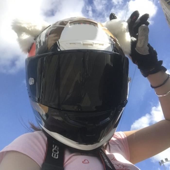 VINGVO Accessoires casque moto : Oreilles de chat en peluche pour casque de ski et de moto (Lot de 2)