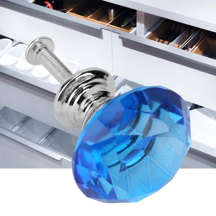 Vvikizy-Bouton de Porte forme Diamètre 30mm Cristal Clair, Boutons  d'armoire Rond Verre Boutons Décoration pour Meuble Tiroir (bleu)