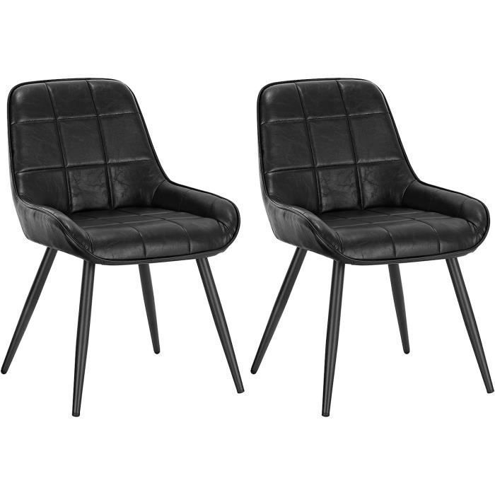 Lot 2 Chaises Salle à Manger Similicuir Noir Rouge Pieds Chrome – DUNA