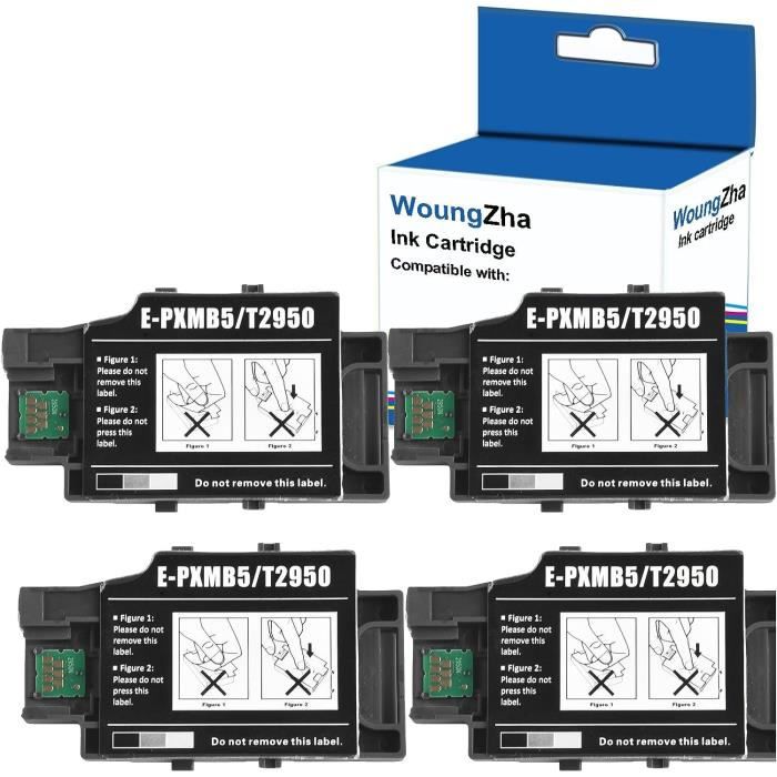 Woungzha T2950 C13T295000 PXMB5 Boîte d'entretien pour Epson Workforce  WF-100 WF-1110 WF-100W (4 paquets)