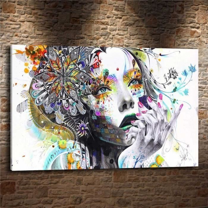 ZJJXM Poster Tableau Impression Toile Moderne Fille Portrait Toile Peinture  À lhuile Mur Art Affiche Photos pour Bureau Salon Décoration De La Maison  Peintures Cuisine & Maison