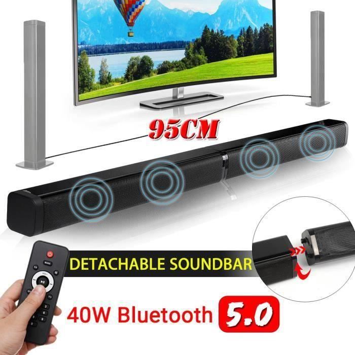 Barre De Son Bluetooth 20 W – Portable, Connexion Filaire/sans Fil | Compatible TV, Design Compact, Home Cinéma, 12h Autonomie - 4