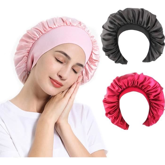 Lot de 3 bonnets en satin - Bonnet de nuit avec large élastique - Bonnet en  soie pour dormir - Pour femme et fille - Cheveux bouclés - Cdiscount Au  quotidien