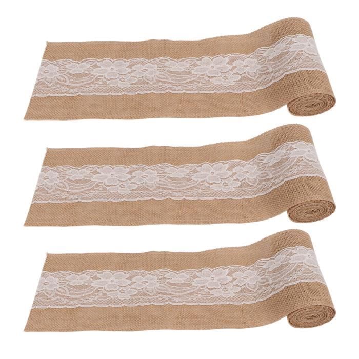AiQInu 4 Toile De Jute Rouleau 2M, Ruban De Dentelle Décoratif Vintage, Naturel Jute Ribbon Pour DIY Artisanat Mariage Fête Ruban Cadeau