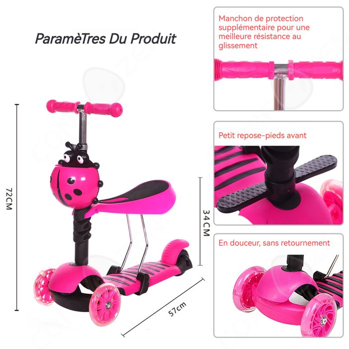 Trottinette enfant Shuttle 3 roues avec LED et Bluetooth La trottin