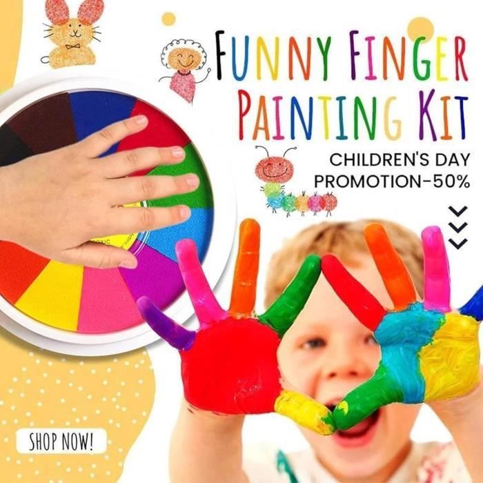 Kit de Peinture Au Doigt Amusant pour Enfant, 25 Couleurs Lavables