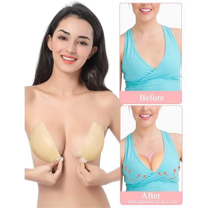 Soutien-Gorge Adhésif Push-Up Invisible Dos Nu - MUNSKT Réutilisable Sans Bretelles