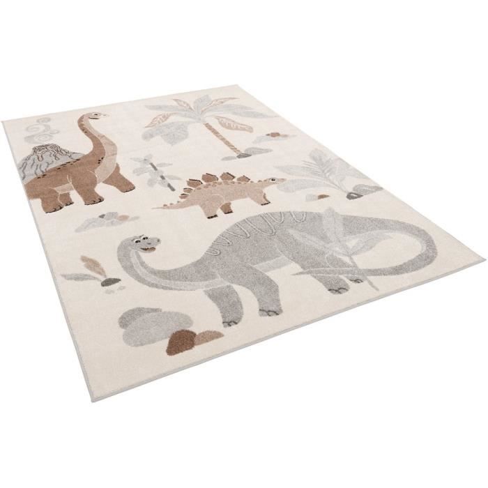 Tapis Enfant Doux Dinosaures Rigolos - Rond Multicolore, Sûr Pour Jouer Par Terre, Facile à Nettoyer - 4