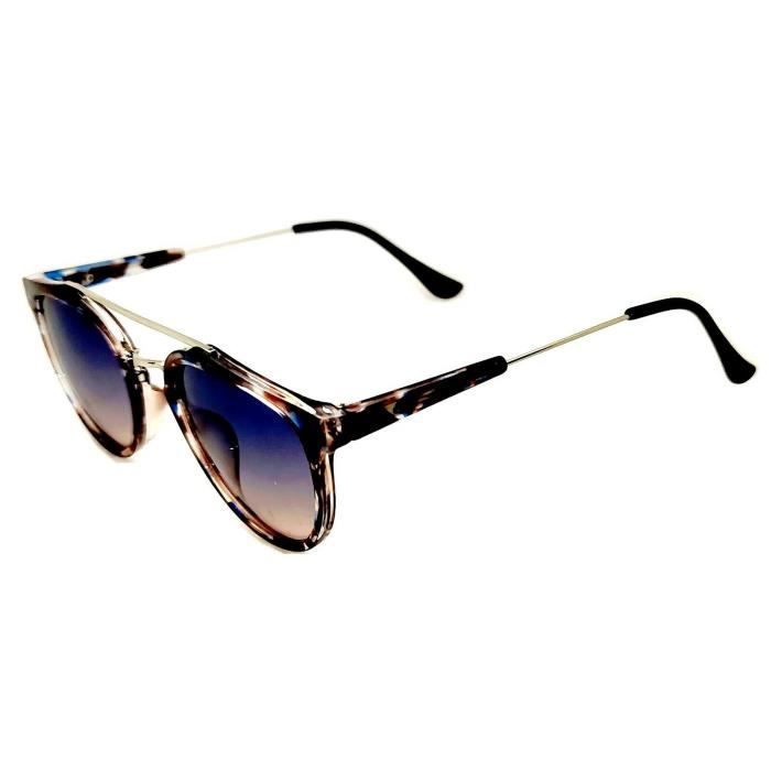 Lunettes De Soleil Rétro Pilote Double Pont Rectangulaires - Motif Léopard/noir/gris, UV400