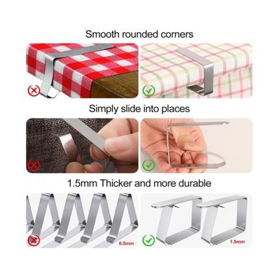 6 Pièces Pince Nappe Table De Jardin, Pince Nappe Table, Pince Nappe Table De Jardin Pince Nappe Table Pince Nappe Blanche Attache Nappe De Table Exterieur 96300184