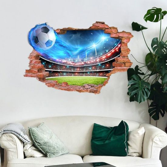 U00e9charpe Psg Stickers Muraux Football Deco Chambre Ado,3D Autocollant Mural Football Sport Poster Pour Salon Chambre Garu00e7on Couloir Cru00e8ch[J6821] - Maison Du00e9co Chambre