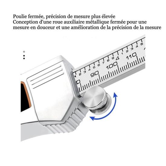 Pied à Coulisse Numérique électronique 150 Mm / 6 Pouces - Précision 0,01 Mm - Avec écran LCD Et Pile Incluse - 7