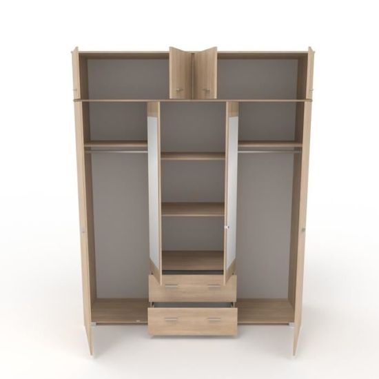 Armoire 8 Portes 2 Miroirs Max 198cm Chene Paris Prix