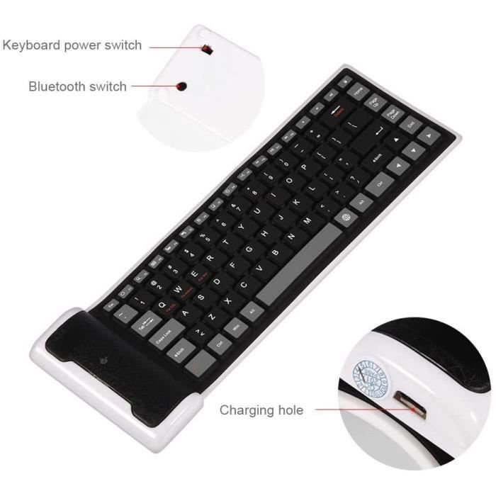Mini-clavier souple Bluetooth en silicone - Blanc
