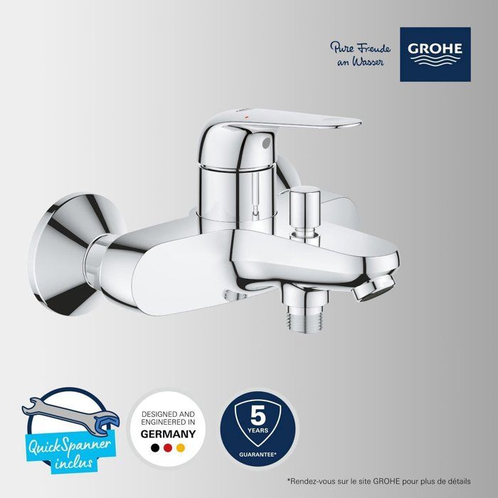 Mitigeur Lavabo GROHE Swift | Économie D'Eau 50% | Chromé | Installation Facile QuickFix