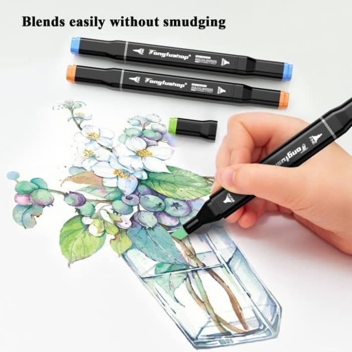 Set De 48 Feutres Acryliques Zenacolor - Double Pointe (Fine Et Pinceau) Pour Dessin, DIY Et Customisation