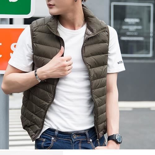Homme Ultra Legere Doudoune Sans Manche Gilet Down Veste Manteau Zippee Hiver pour Blouson Compressible Vert fonce Vert fonce Cdiscount Pret a Porter