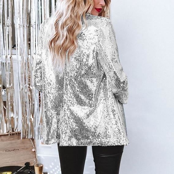 Veste longue paillette femme best sale