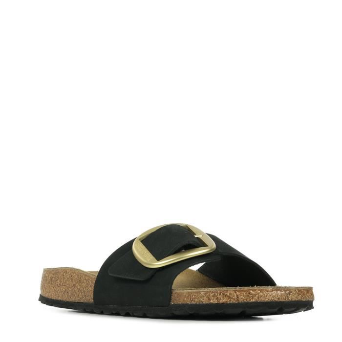 Sandales Birkenstock Madrid Big Buckle Femme Noir Cuir