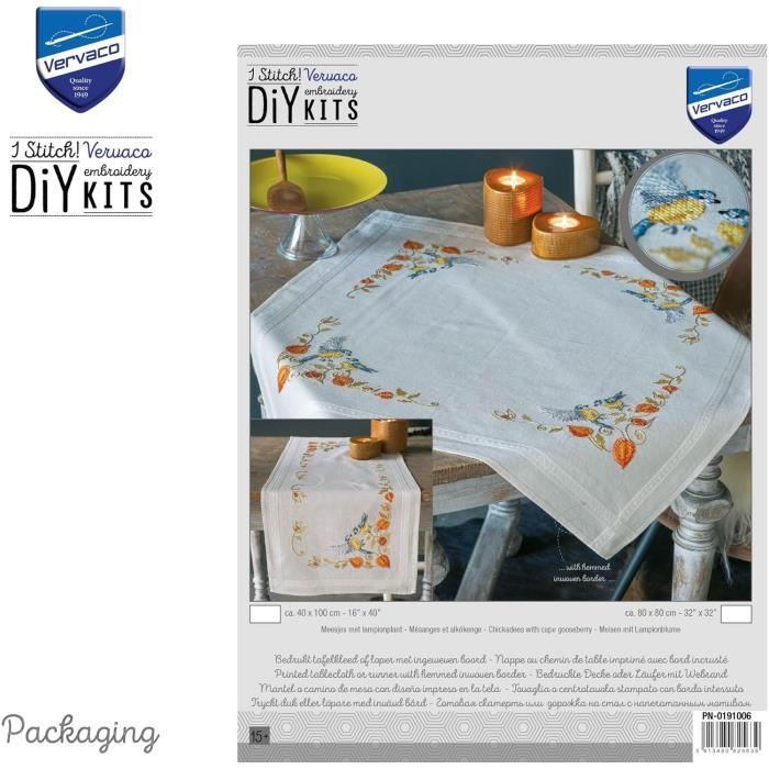 Kit Marque-Page Mésanges Lot De 2 - Broderie Point De Croix Blanc