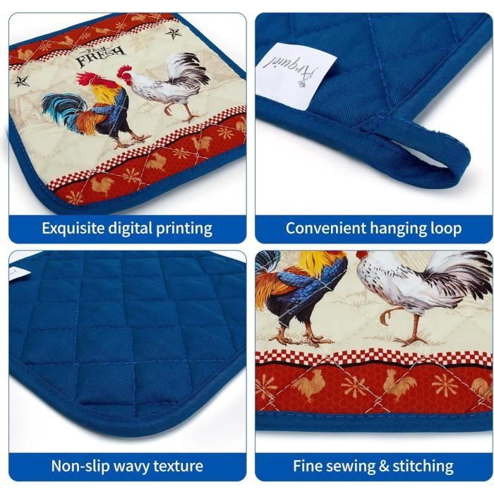 Arquiel Lot De 2 Gants Four + Maniques Chien – 100% Coton Anti-Chaleur Extra-Long 35 Cm Barbecue & Cuisine