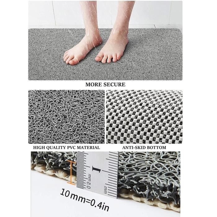 Tapis De Douche Antidérapant 80x80 Cm - PVC Doux, Trou De Drainage, Lavable Machine