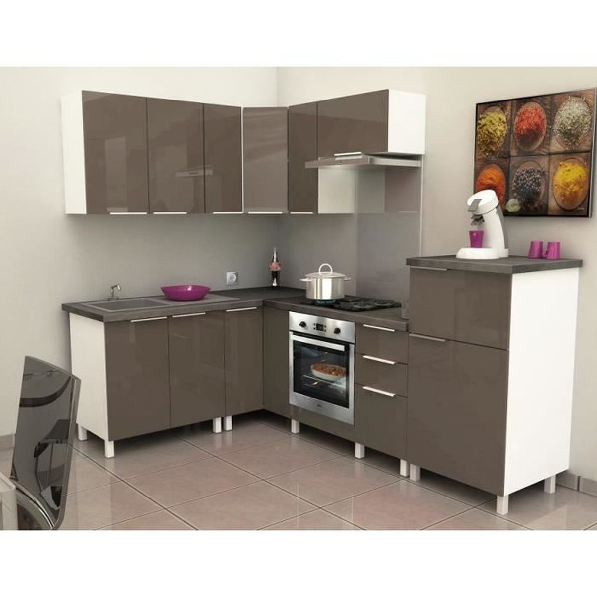 Meuble de cuisine angle haut - 10cm - Taupe - Élément séparé Meuble de cuisine angle haut - 10cm - Taupe - Élément séparé