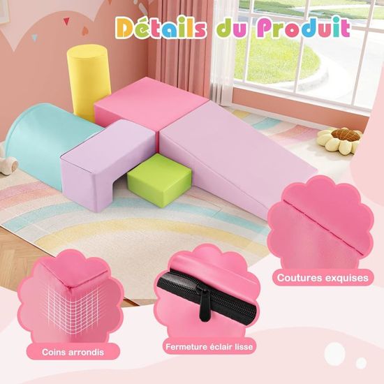 GOPLUS 10 PCS Parcours Motricité Bébé en Mousse, Housse Amovible, Combinaison Libre, Multicolore - Sport
