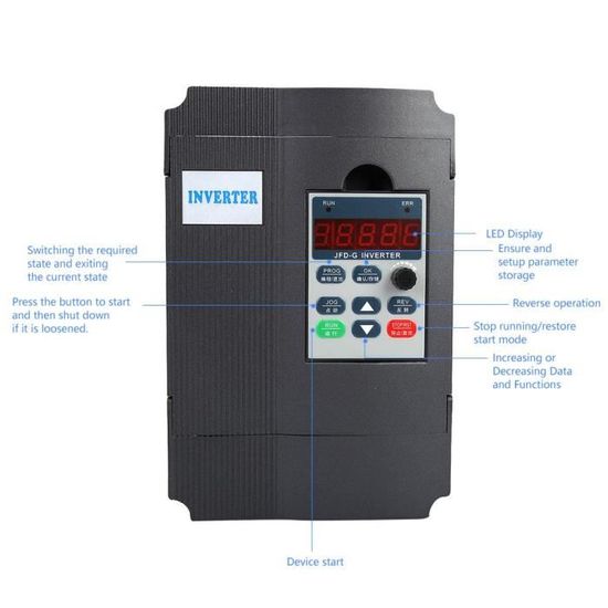 Variateur VFD Variateur de fr/équence CNC 1.5KW JH-S2-2T Convertisseur variateur de fr/équence universel Mini monophas/é 220V Entr/ée triphas/ée 220V Sortie DJD Variateur de fr/équence,