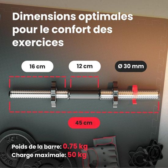 US Weight Ensemble D'haltères De 47,6 Kg Pour Salle De Sport à Domicile | Ensemble De Poids Réglable Avec Deux Barres D'haltères Et Une Barre Complète De 1,8 M, Noir