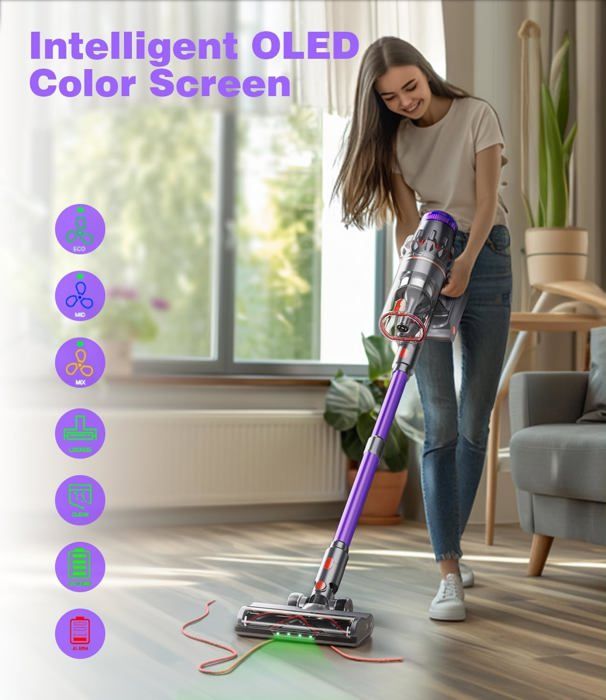 Aspirapolvere senza fili ad alta aspirazione V22 da 650 W, 55