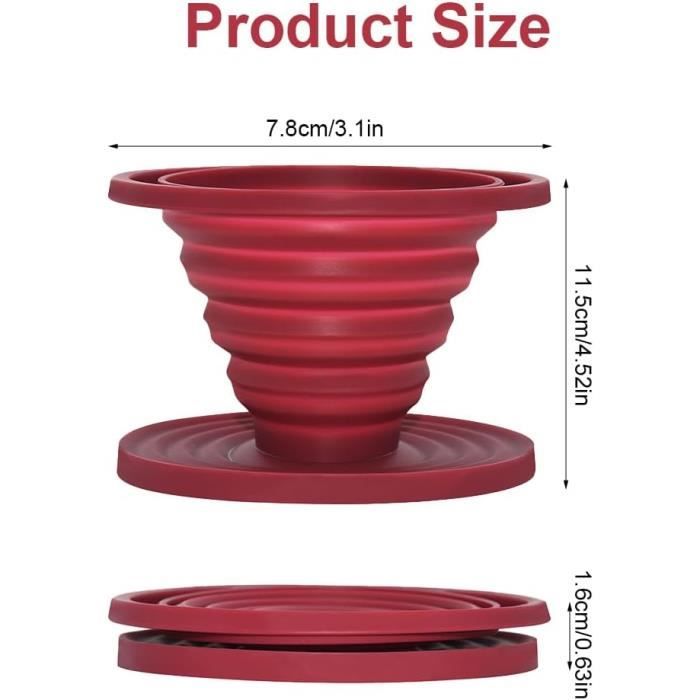 Versez sur le goutteur de café, porte-filtre à café en silicone réutilisable pour le camping Cône de filtre à café en silicone réutilisable rouge pour la randonnée, le camping, la (Green